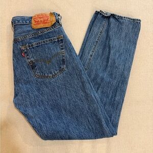 Levi's Iconic 501 Vintage Straight-Leg Denim Jeans in Blue with Red Tag